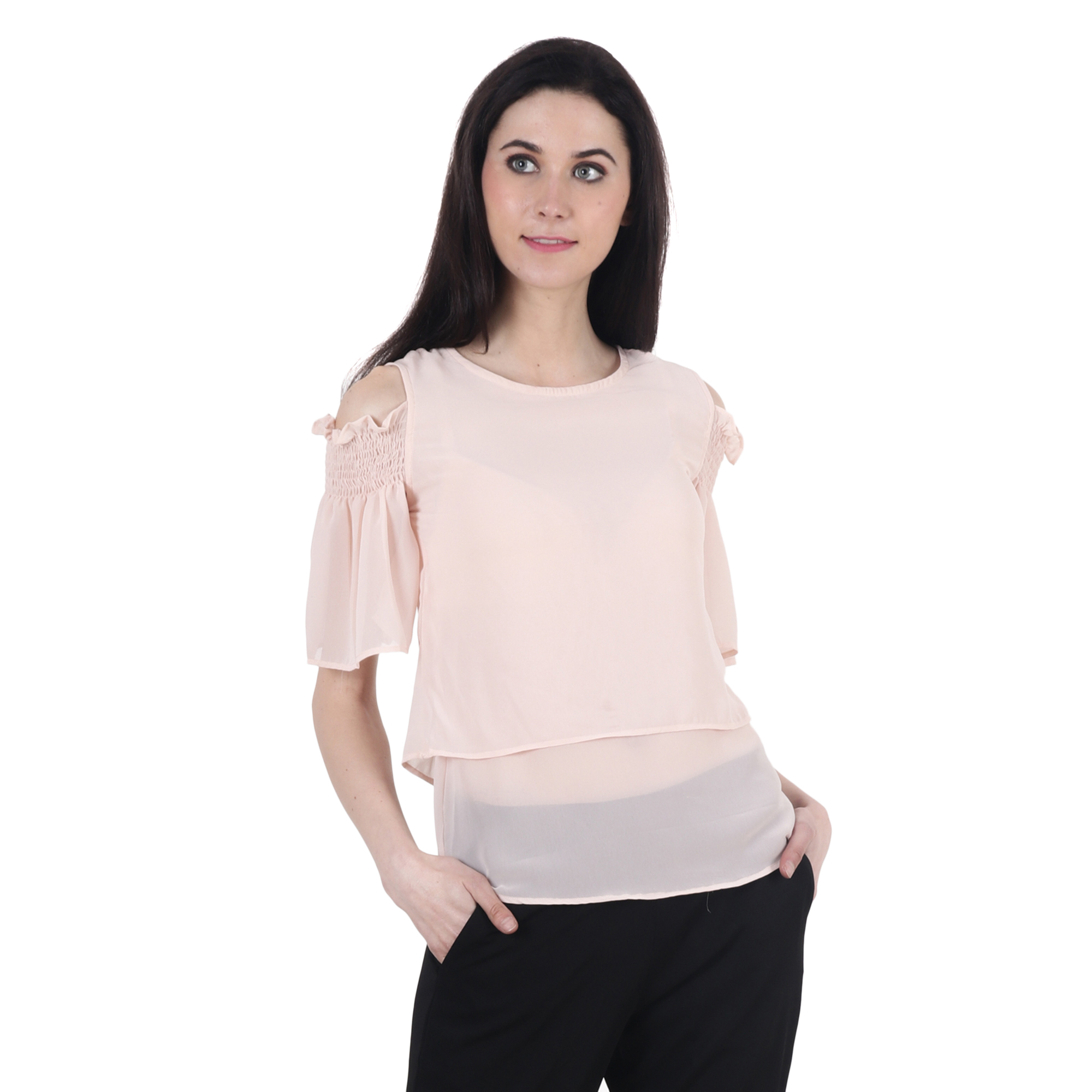 NUDE REGULAR RUFFLE ELASTIC TOP